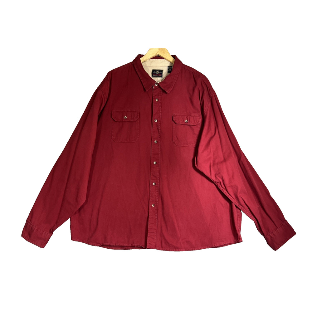 Wrangler Shirt Men’s 3XL Red Premium Quality Cotton Twill Pockets Long Sleeve